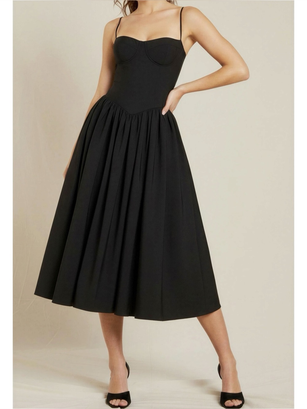 LEAU Ballerina Bustier Midi Dress, Black, Medium